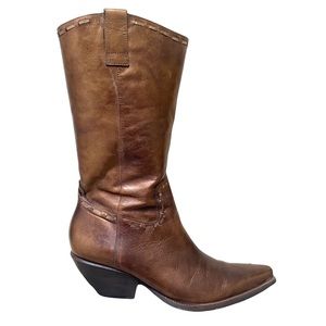 BCBGirls Bronze Metallic Leather Western Cowboy Boots Womens Size 10 EUC